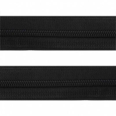 Рулонная молния с покрытием PVC спираль тип 3 (упак.270м) -черная с полосой СВО - купить в Невинномысске. Цена: 12.74 руб.