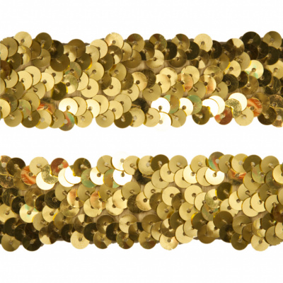 Тесьма с пайетками D16, шир. 30 мм/уп. 25+/-1 м, цвет золото - купить в Невинномысске. Цена: 1 087.39 руб.