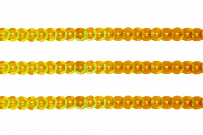Пайетки "ОмТекс" на нитях, CREAM, 6 мм С / упак.73+/-1м, цв. 92 - золото - купить в Невинномысске. Цена: 484.77 руб.