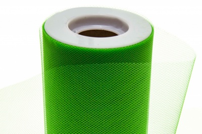 Фатин в шпульках 16-146, 10 гр/м2, шир. 15 см (в нам. 25+/-1 м), цвет зелёный - купить в Невинномысске. Цена: 100.69 руб.