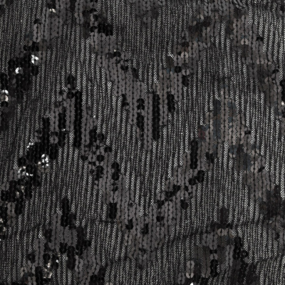Трикотажное полотно с пайетками, шир.130 см, #311-бахрома чёрная - купить в Невинномысске. Цена 1 183.35 руб.