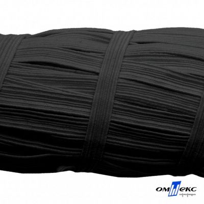 Резиновые нити с текстильным покрытием, шир. 6 мм (55 м/уп), цв.-черный - купить в Невинномысске. Цена: 210.75 руб.