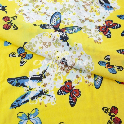 Плательная ткань "Софи" 7.2, 75 гр/м2, шир.150 см, принт бабочки - купить в Невинномысске. Цена 241.49 руб.