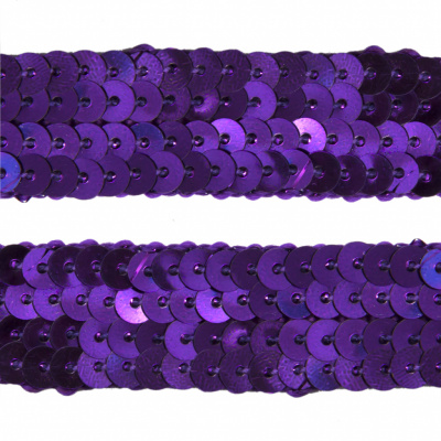 Тесьма с пайетками 12, шир. 20 мм/уп. 25+/-1 м, цвет фиолет - купить в Невинномысске. Цена: 778.19 руб.