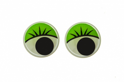 Глазки для игрушек, круглые, с бегающими зрачками, 15 мм/упак.50+/-2 шт, цв. -зеленый - купить в Невинномысске. Цена: 113.01 руб.