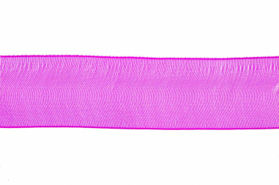Лента органза 1015, шир. 10 мм/уп. 22,8+/-0,5 м, цвет ярк.розовый - купить в Невинномысске. Цена: 38.39 руб.