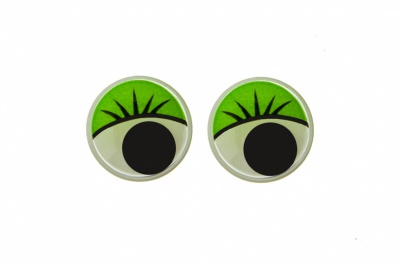 Глазки для игрушек, круглые, с бегающими зрачками, 12 мм/упак.50+/-2 шт, цв. -зеленый - купить в Невинномысске. Цена: 96.01 руб.