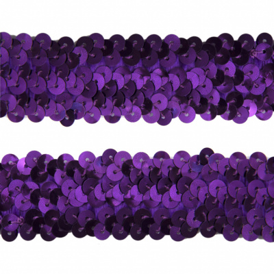 Тесьма с пайетками 12, шир. 30 мм/уп. 25+/-1 м, цвет фиолет - купить в Невинномысске. Цена: 1 098.48 руб.