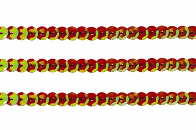 Пайетки "ОмТекс" на нитях, CREAM, 6 мм С / упак.73+/-1м, цв. 96 - красный - купить в Невинномысске. Цена: 484.77 руб.