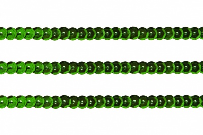 Пайетки "ОмТекс" на нитях, SILVER-BASE, 6 мм С / упак.73+/-1м, цв. 4 - зеленый - купить в Невинномысске. Цена: 484.77 руб.